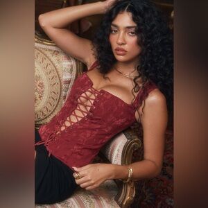 HOUSE OF CB ‘Parisa’ Merlot Floral Corset